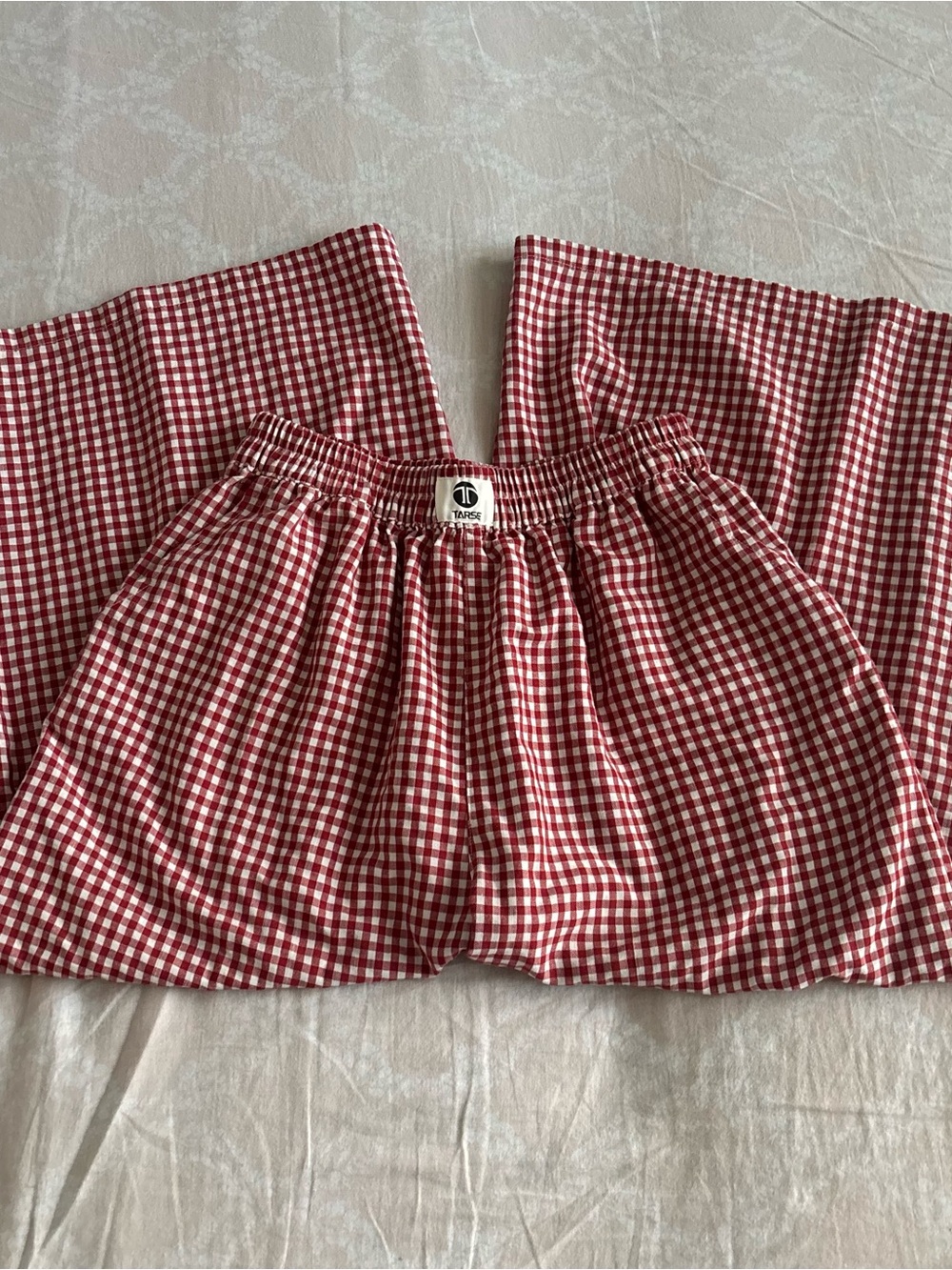 Wide Leg Women’s Pants in Red Gingham